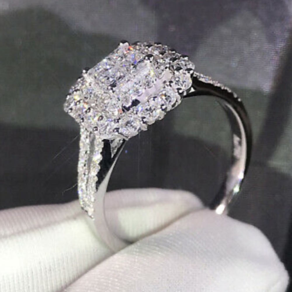 Gorgeous 925 Silver White Sapphire Ring Sz 6-10 - Picture 10 of 16